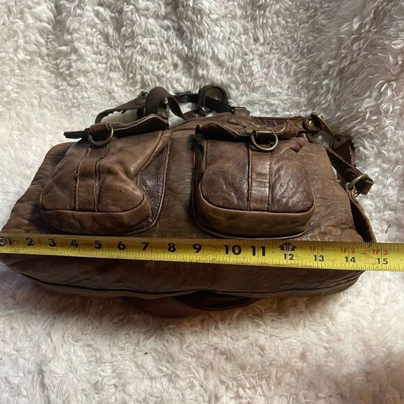 ABACO made in France rustic lBrown Leather Medium Satchel/Shoulder Bag - Picture 9 of 14
